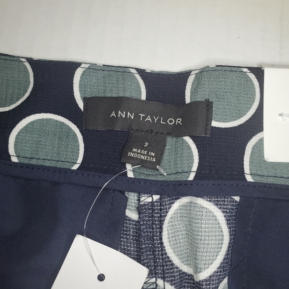 Ann Taylor Wide Leg High Rise Circle Dots Pants 2 Ankle NWT Straight - Picture 9 of 11